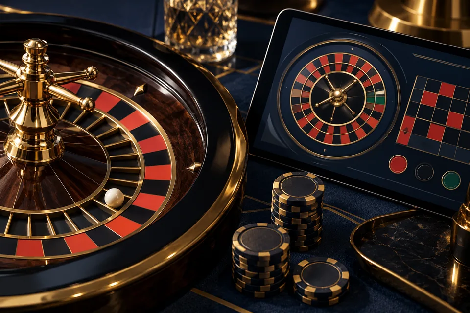 Roulette and online roulette on a tablet — illustration